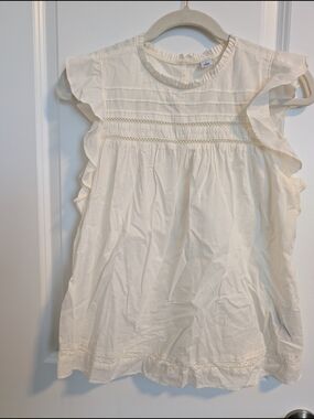 Old Navy Cream Ruffle Neck Blouse